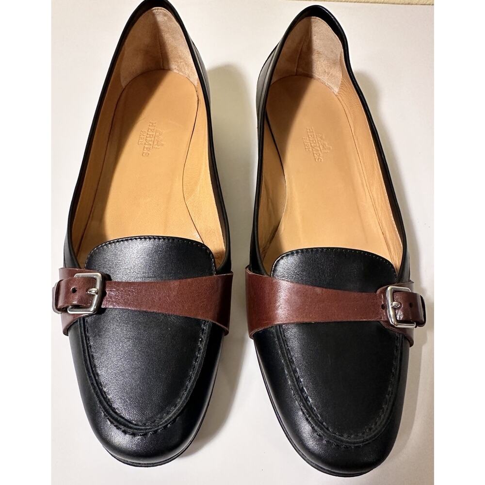 Rare Hermes Leather Kelly Buckle Loafer Women Size 37 US 6.5 Good Cond. W/ Dust